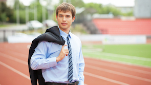 Business Student on Running Track